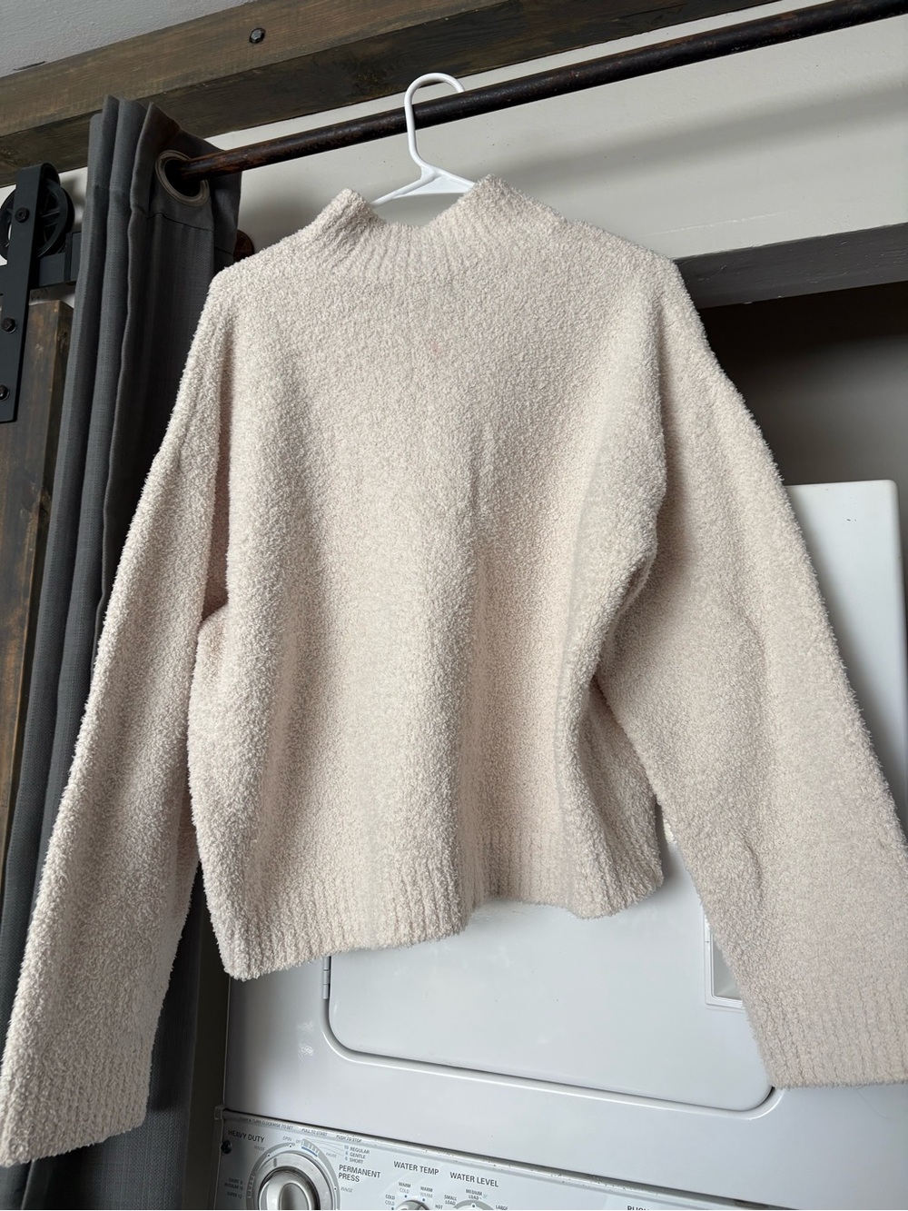 H&M Women's Cream Turtleneck Bouclé Sweater